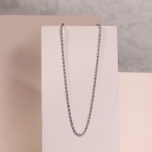 FourSolos Çelik Kadın Kolye, Burgu Desen, Gümüş Renk, NO:169