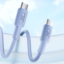 Juo 60W USB Type-C To Type-C Silikon Hızlı Şarj ve Data Kablosu Mavi 1 Metre
