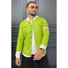 Mishar İtalia Kapüşonlu Renk Garnili Erkek Gömlek