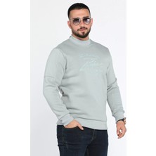 Mishar İtalia Erkek Bisiklet Yaka Nakışlı Şardonlu Üç Iplik Sweatshirt