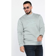 Mishar İtalia Erkek Bisiklet Yaka Nakışlı Şardonlu Üç Iplik Sweatshirt