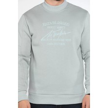 Mishar İtalia Erkek Bisiklet Yaka Nakışlı Şardonlu Üç Iplik Sweatshirt