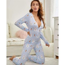 The Different Tavşan Desenli Uzun Pijama Tulumu
