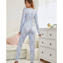 The Different Tavşan Desenli Uzun Pijama Tulumu