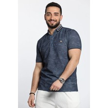Mishar İtalia Kendinden Desenli Likralı Polo Yaka Erkek Tişört