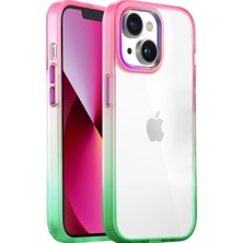 Buff Apple iPhone 13 Air Bumper Rainbow Kılıf Pink Green