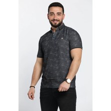 Mishar İtalia Kendinden Desenli Likralı Polo Yaka Erkek Tişört