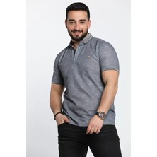 Mishar İtalia Kendinden Desenli Likralı Polo Yaka Erkek Tişört