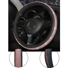 Kırmızı Taşlı Geçmeli Direksiyon Kılıfı-Siyah Derili