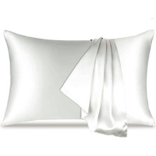 Beyaz RENKLI 100% Ipek Yastık Kılıfı ( 50 cm 70 Cm)