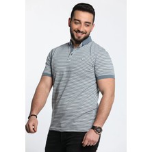 Mishar İtalia Erkek Çizgi Desenli Likralı Polo Yaka Tişört