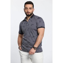 Mishar İtalia Polo Yaka Desenli Ön Düğmeli Erkek Tişört