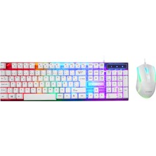 Everest KM-198 Luminax Beyaz Gökkuşağı Aydınlatmalı Q Gaming Oyuncu Klavye + Mouse Set