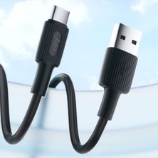 Juo 66W Usb-A To USB Type-C Silikon Hızlı Şarj ve Data Kablosu Siyah 1 Metre