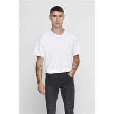 Only&sons 22002973 0 Yaka Erkek Tshirt - Ekru