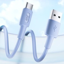 Juo 66W Usb-A To USB Type-C Silikon Hızlı Şarj ve Data Kablosu Mavi 1 Metre