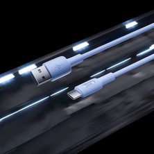 Juo 66W Usb-A To USB Type-C Silikon Hızlı Şarj ve Data Kablosu Mavi 1 Metre