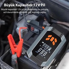 Polham 150W 4in1 Akü STARTER,150PSI Lastik Pompası, 8000MAH Powerbank ve LED Işıklı Araç Acil Durum Seti