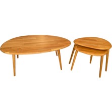 Faw Decor Asimetrik Masif Ahşap Orta Sehpa ve 3'lü Zigon / 2'li Zigon Sehpa Seti, Modern Masif Ahşap Sehpa Seti Meşe / Ceviz / Antrasit