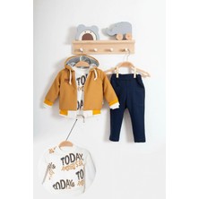 Candar 3-18 Ay Erkek Bebek Today Baskılı Yağmurluk 3'lü Takım Hardal