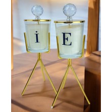 Ashen Kristal Tepeli Cam Harfli Mumluk