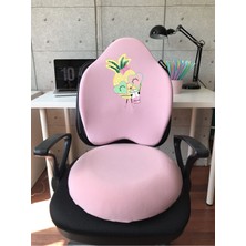 Visco Gamer Oyuncu Bel Yastığı ve Yuvarlak Oturma Minderi 2'li Set Pembe Ananas