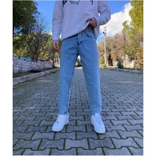 Oraystore Yıkamalı Mavi Boyfriend Pantolon