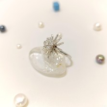 Altın Ofisi Güneş ve Çiçek Taşlı Yüzük 14 Ayar Altın