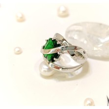 Altın Ofisi Yeşil Taşlı Yüzük 14 Ayar Altın