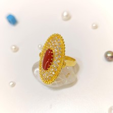 Altın Ofisi Akik Taşlı Yüzük 22 Ayar Altın