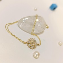 Altın Ofisi Baget Taşlı Güneş Bileklik Künye 14 Ayar Altın