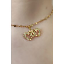 BaharEli Çift Kalp / Aşk Temalı Paslanmaz Çelik Kolye / Kararmaz