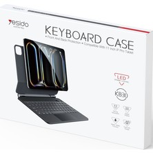 Yesido Apple Ipad Pro 11 2024 Magic Klavye Manyetik Slim Şarjlı Keyboard Touchpad Q Akıllı Işıklı Klavyeli Kılıf M4 Çip