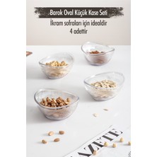 Akrilik Barok Şeffaf Oval 4'lü Küçük Kase Seti & Çerezlik & Sunumluk & Ikramlık (Cam Değildir)