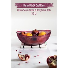 Akrilik Barok Mürdüm Büyük Oval Meyve & Salata Kasesi & Karıştırma Kabı / 3,3 Lt  (Cam Değildir)