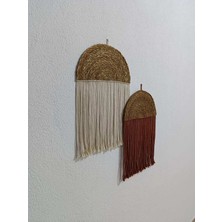 Müven 2'li El Yapımı Makrome & Hasır Supla Bohem Duvar Dekorasyon Ürünü (Ev, Bahçe, Balkon)