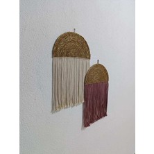 Müven 2'li El Yapımı Makrome & Hasır Supla Bohem Duvar Dekorasyon Ürünü (Ev, Bahçe, Balkon)