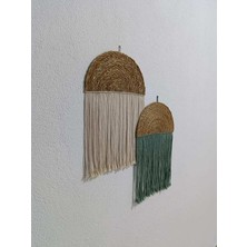 Müven 2'li El Yapımı Makrome & Hasır Supla Bohem Duvar Dekorasyon Ürünü (Ev, Bahçe, Balkon)