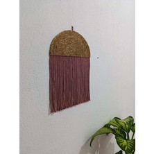 Müven El Yapımı Makrome ve Hasır Tekli Supla Bohem Tarz Duvar Dekorasyon Ürünü(Bahçe, Balkon,Ev)