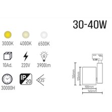 30-40W Siyah Kasa LED Ray Spot | Günışığı LED Aydınlatma| LED Aydınlatma | Ev Dekorasyonu Iç ve Dış Mekan Aydınlatma Samsung Çip Osram LED Driver