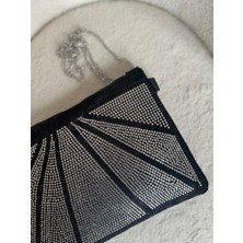 Zeyzey Butik Taş detaylı  Portföy Siyah Abiye Çanta