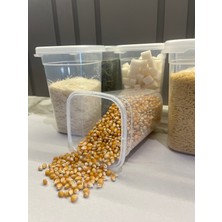 6'lı Set Dikdörtgen Saklama Kabı 1.1 Lt. Kapaklı Şeffaf, Erzak Kabı
