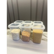 6'lı Set Dikdörtgen Saklama Kabı 1.1 Lt. Kapaklı Şeffaf, Erzak Kabı
