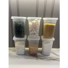 6'lı Set Dikdörtgen Saklama Kabı 1.1 Lt. Kapaklı Şeffaf, Erzak Kabı
