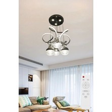 NZL Lighting Papatya 3 Işık Kumandalı (Beyaz, Sarı, Günışığı) Krom Lu x ury Ledli Salon Avize Büyük Toplu