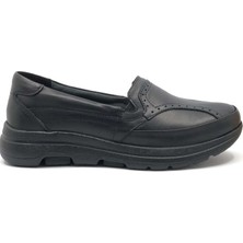 Forex 1002 Hakiki Deri Siyah Anatomik Hafif Günlük Kadın Anne Ayakkabı