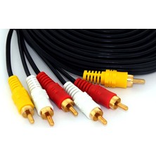 OPAX 6 Metre Hazır Cctv Av Gold Kablo 3 Rca / 3 Rca Erkek Ses / Video / Power 10  Adet Paket Halinde