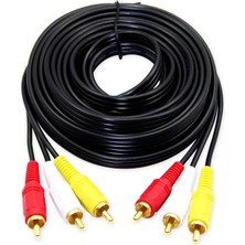 OPAX 6 Metre Hazır Cctv Av Gold Kablo 3 Rca / 3 Rca Erkek Ses / Video / Power 10  Adet Paket Halinde