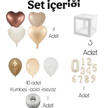 Cugy One Kutulu Kum Beji Gold Renklerinde 1 Yaş Doğum Günü Parti Seti