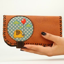 Fil Figürlü Büyük Cüzdan Etnik Bohem Retro Vintage Style  - Taba
